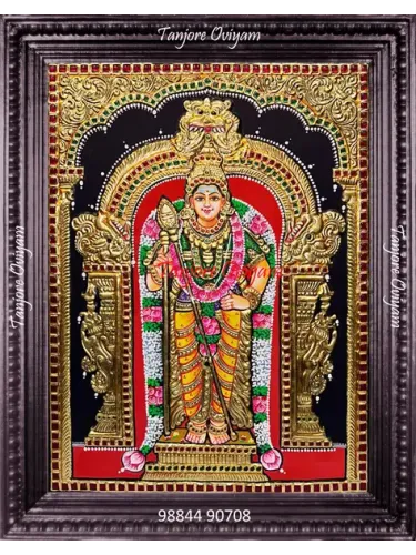 Original Thiruchendur Murugan Tanjore painting ornate gold foil temple style Murugan artwork